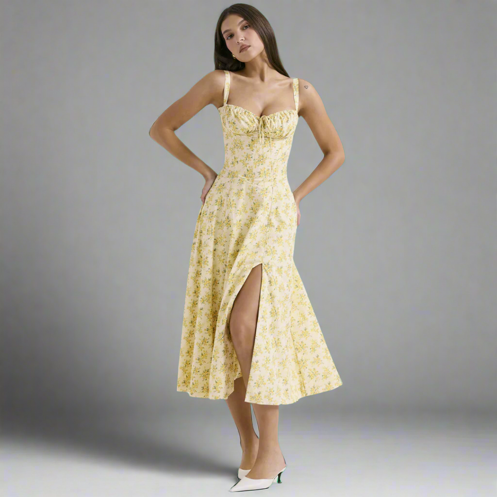 Yellow with small yellow flowers / 2XL
