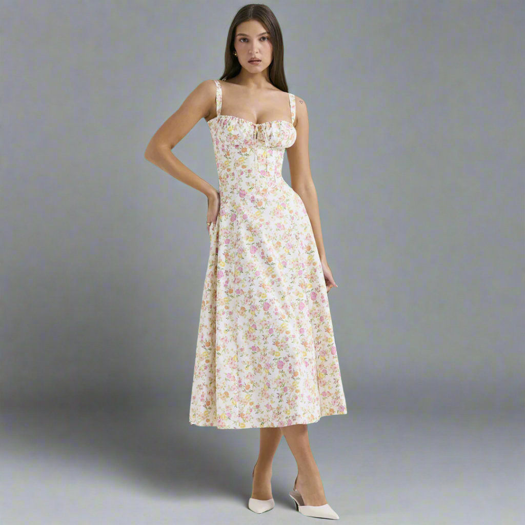 White with orange-pink flowers / 2XL