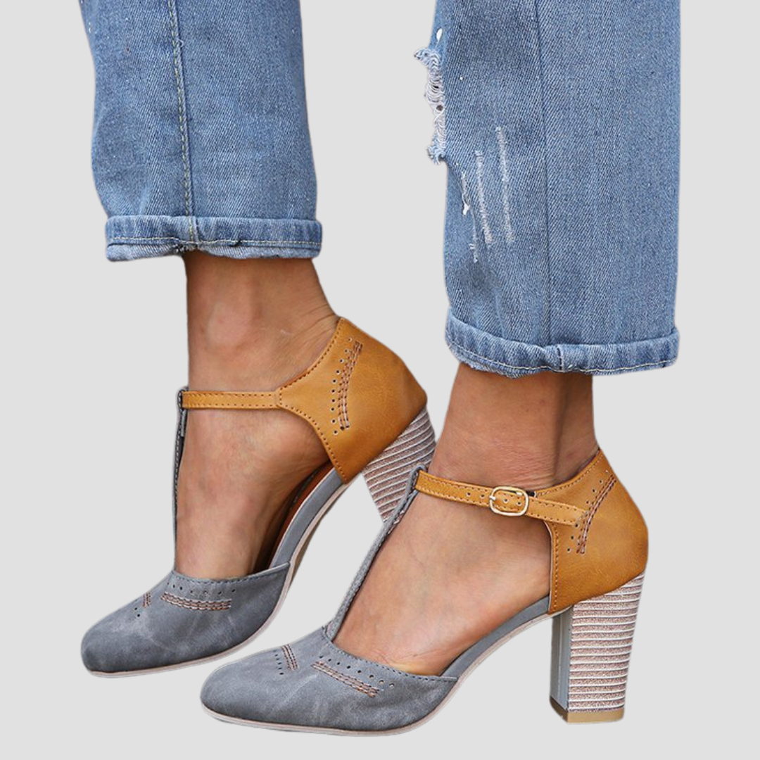 Nadia | Orthopedic Vintage Heels with Contrast Design