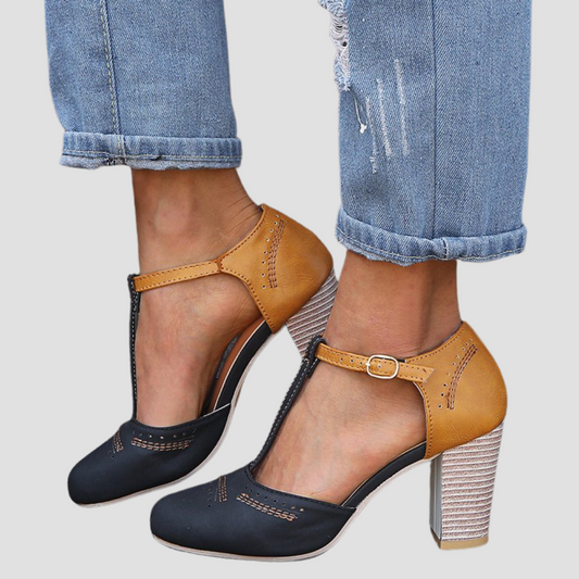 Nadia | Orthopedic Vintage Heels with Contrast Design