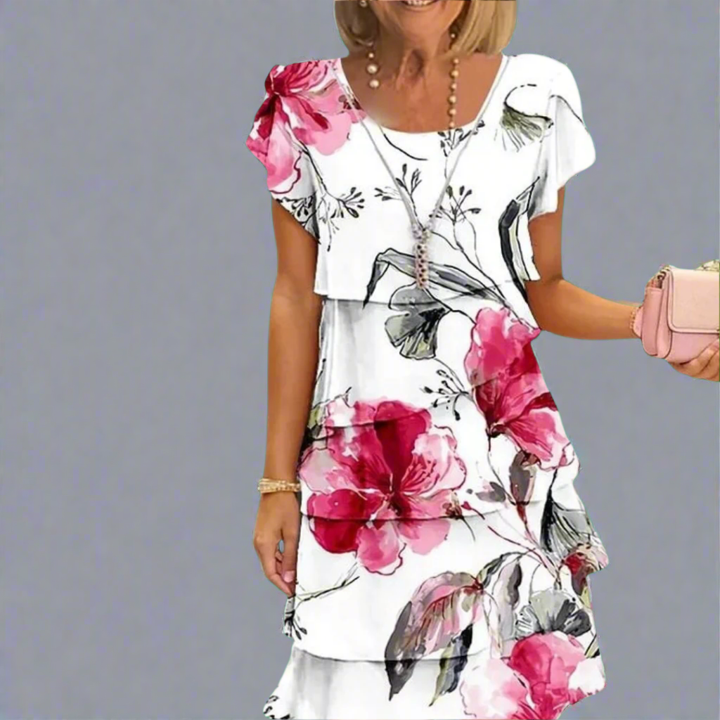White with floral pattern / 3XL