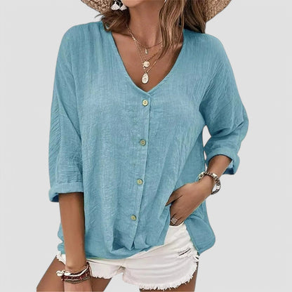 Elena | Handmade V-Neck Blouse