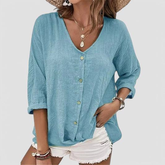 Elena | Handmade V-Neck Blouse