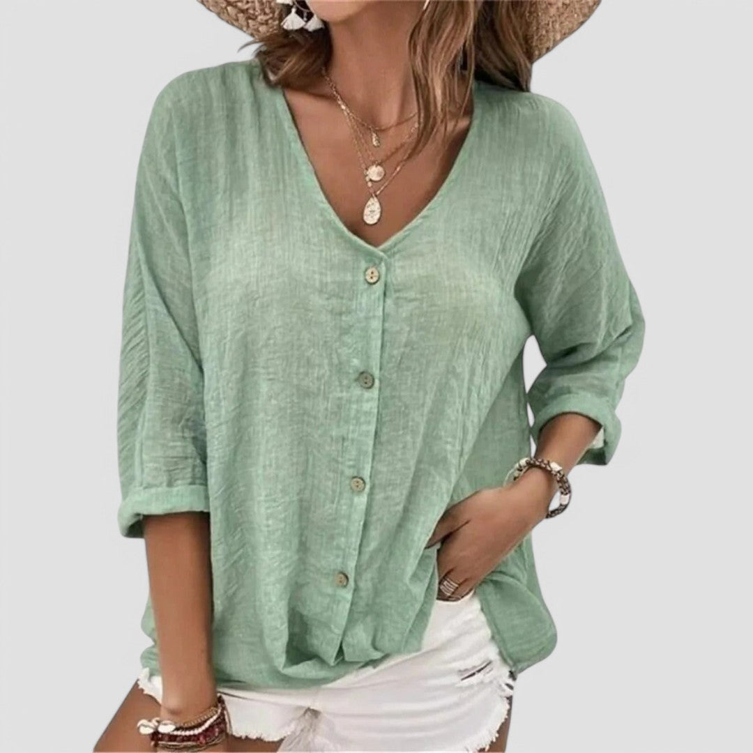 Elena | Handmade V-Neck Blouse